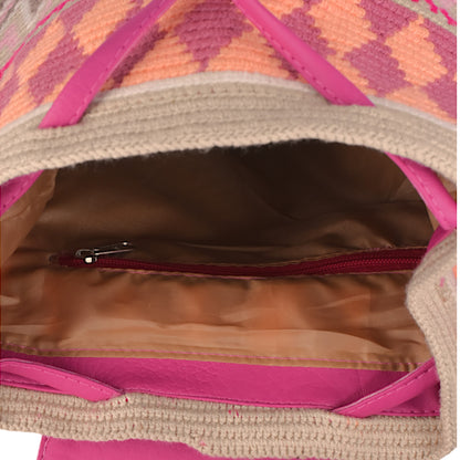 Pink & Cream Wayuu Backpack