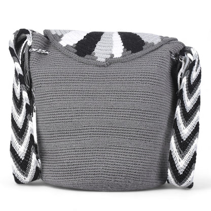 Medium Gray Wayuu Bag with Patterned Flap