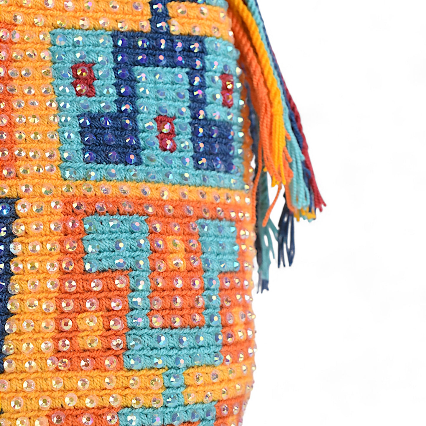 Medium Multicoloured Patterned Handbag with Gems