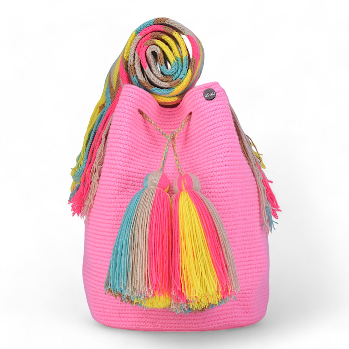 Handmade Pink Wayuu Bag Multi Colour Handle