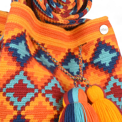 Handmade Orange Patterned Crochet Bag