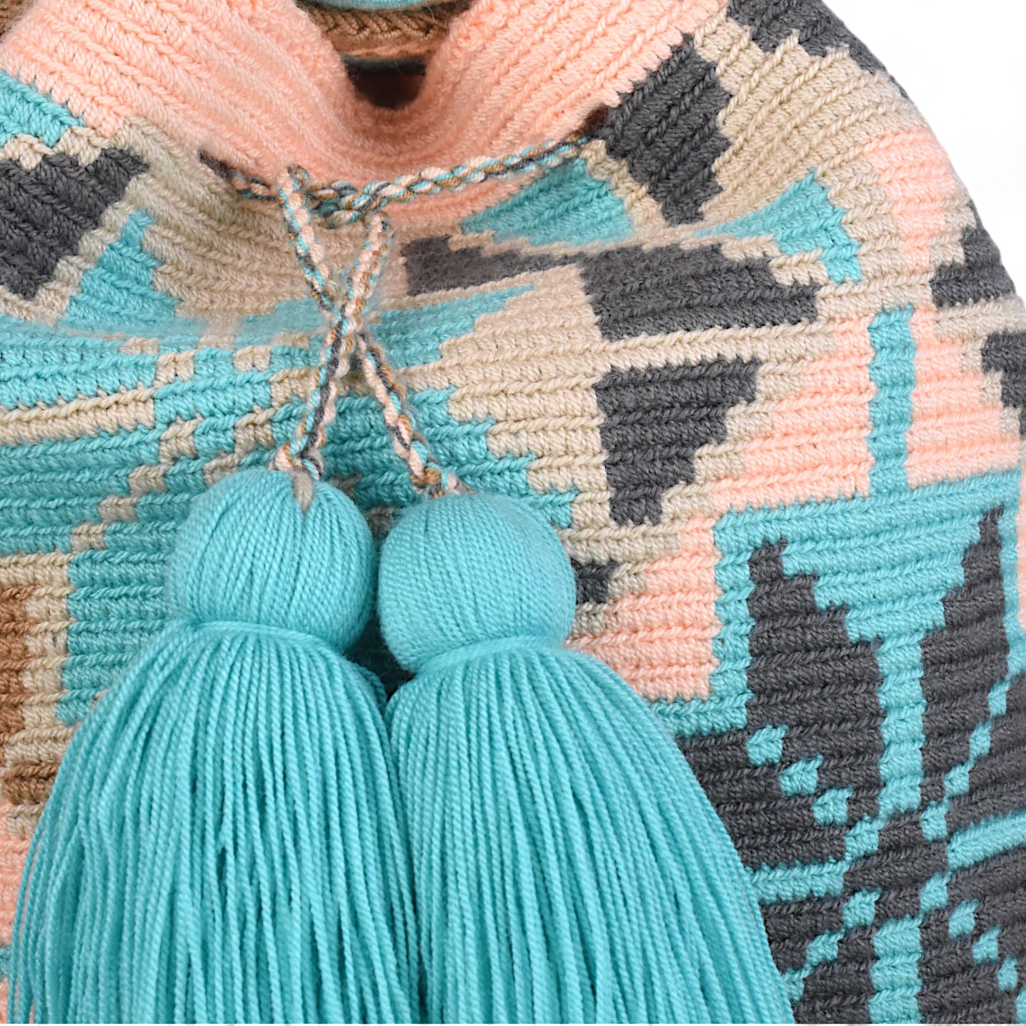 Handmade Pink and Blue Wayuu Bag