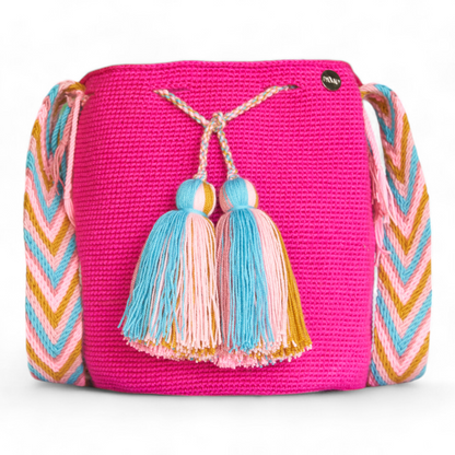 Handcrafted Pink Wayuu Shoulder bag with Tassels