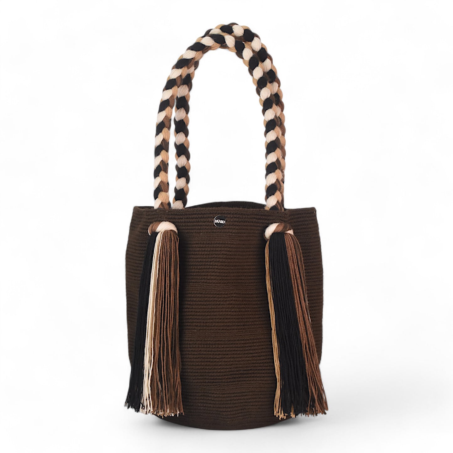 Handcrafted Brown Shoulder Bag with Long Tassels