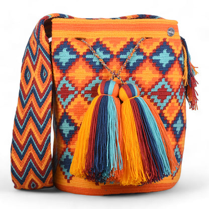 Handcrafted Orange Patterned Wayuu Handbag