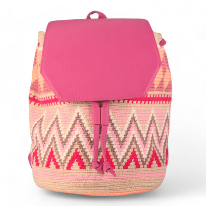 Handmade Pink & Cream Crochet Backpack